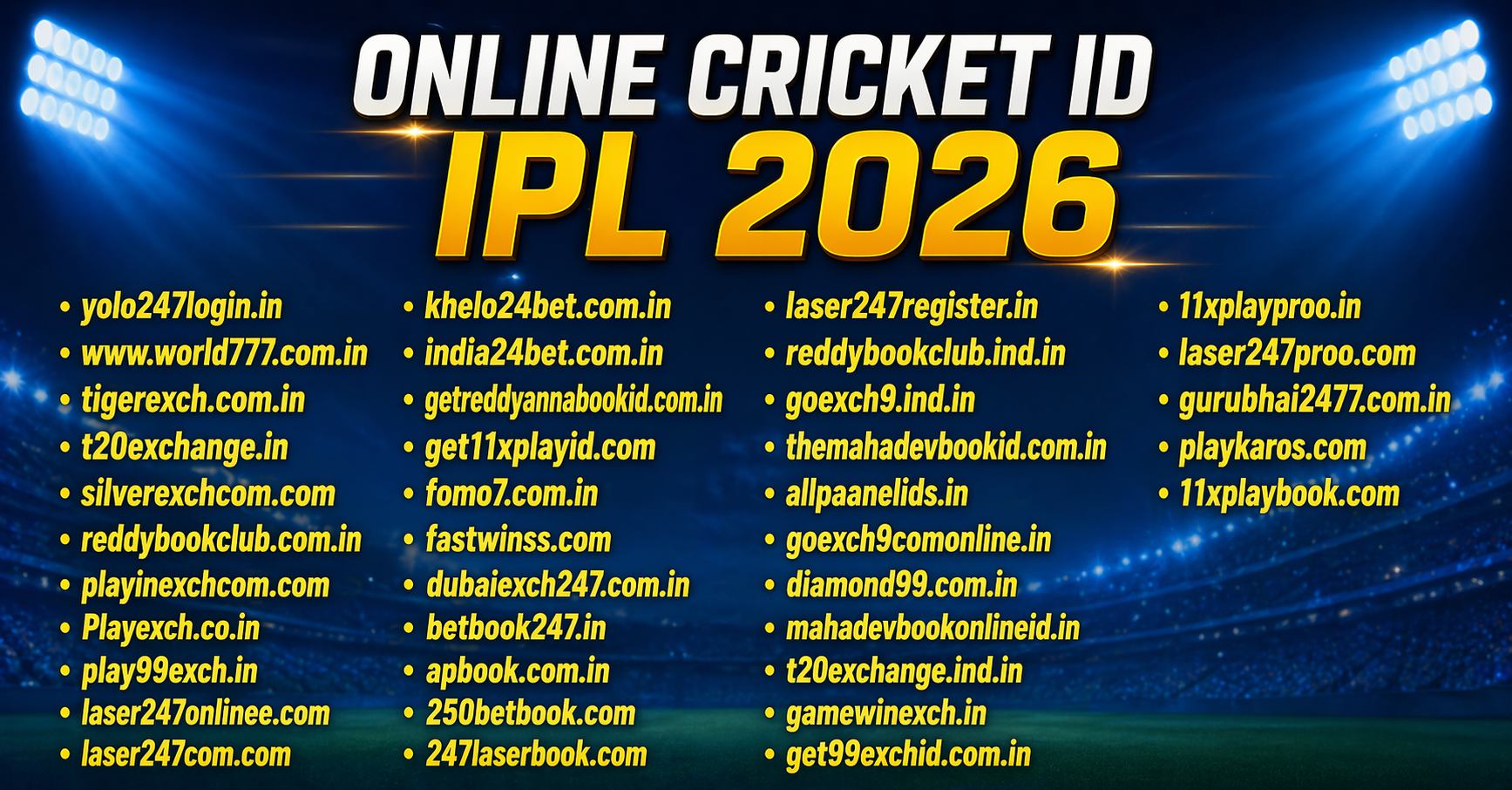 Online Cricket ID (IPL 2026) – Top 38 Trusted Betting ID Providers in India
